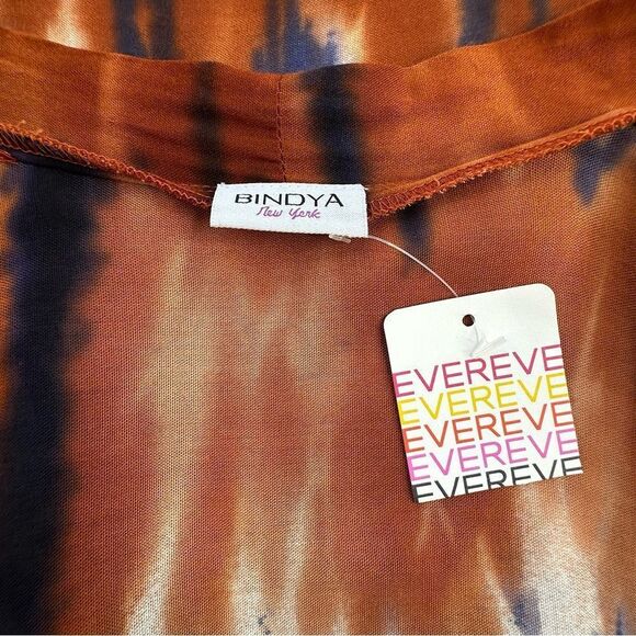 NWT EVEREVE Ronan Bindya Tie-dye Kimono One Size Fits Most Rust White Blue - Picture 6 of 14